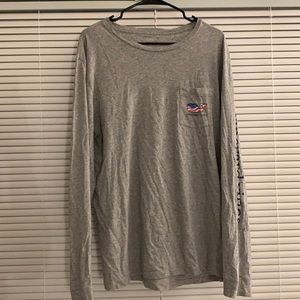 Vineyard Vines American Flag Whale Long Sleeve Tee